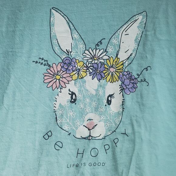 Life Is Good Womens Blue Be Hoppy Flower Crusher Tee Short Sleeve Size Medium - Picture 4 of 7